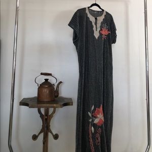 Vintage 70s Metallic Caftan Dress